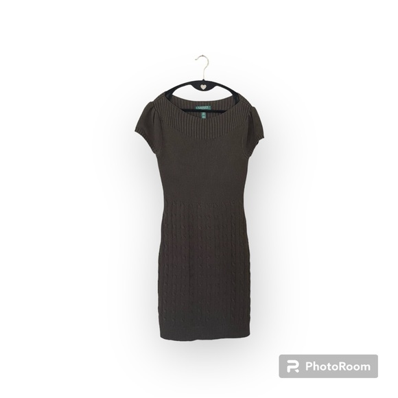 Lauren Ralph Lauren Brown Sweater Dress NWT Size Medium - Picture 1 of 7